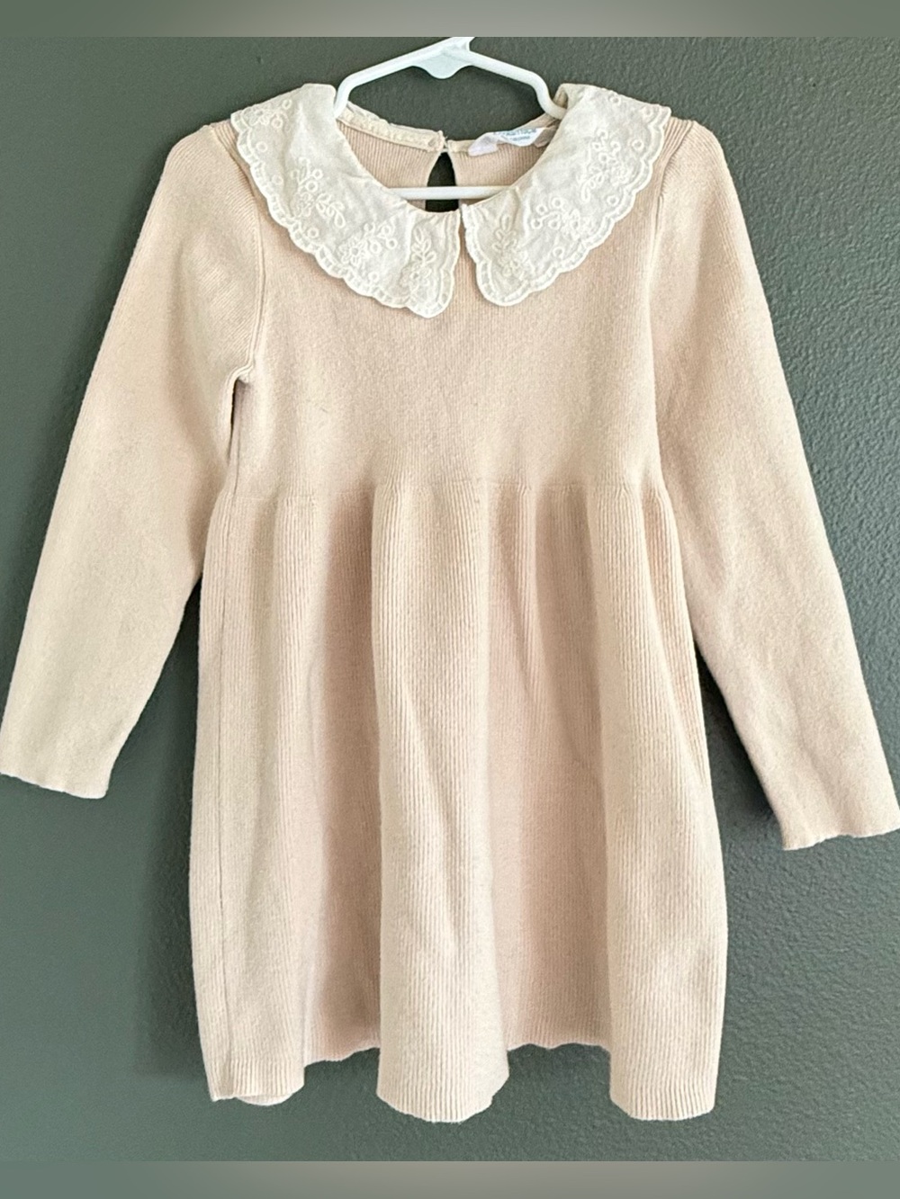 Primark Knit Dress Lace Perer Pan Collar 4-5y